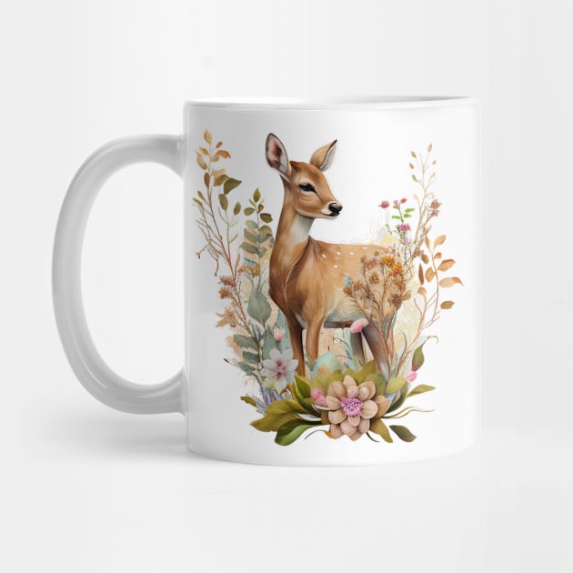 Deer Floral by Mixtgifts